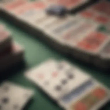 A well-organized set of Rummy cards laid out on a table