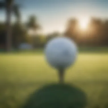 The Precision of Golf Betting A close-up of a golf ball on a tee with a blurred background of a golf course.