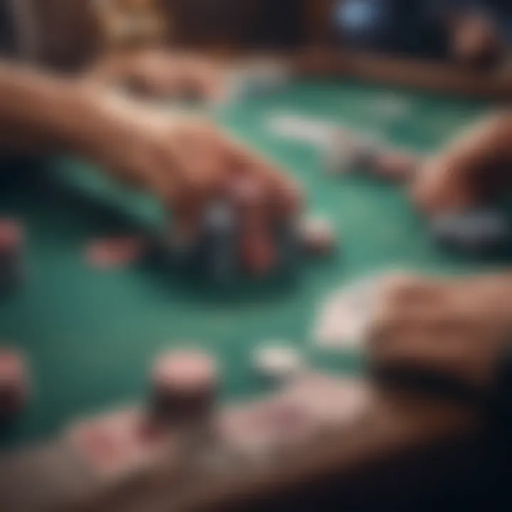 Vibrant poker table setup with chips and cards