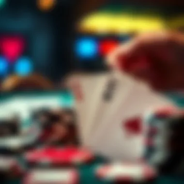 Winning Moment in Ultimate Texas Hold'em A close-up view of poker chips and cards showcasing a winning hand