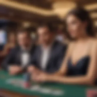 Engagement in Las Vegas Casino with Players Cards A casino environment highlighting players engaged with their cards