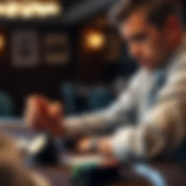Strategic Player with Timer A strategic poker player contemplating moves with a timer nearby