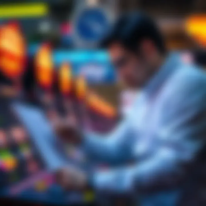 A person analyzing the odds and statistics of different slot games